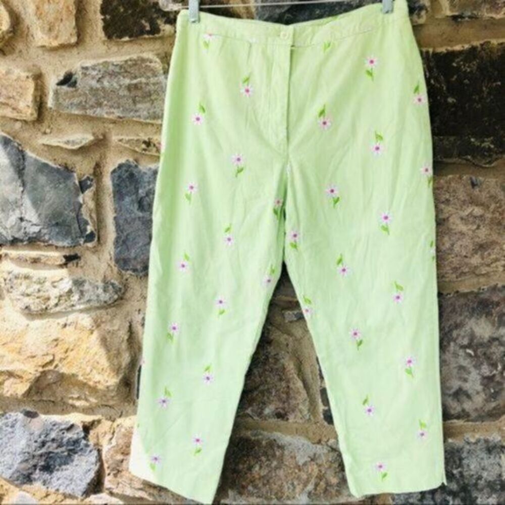 Lilly Pulitzer white label garden road embroidered pant size 6
